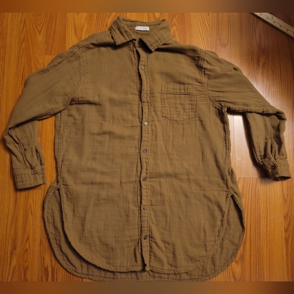 Free People Tops - Free People X Cp Shades Marella Double Cloth Buttondown Shirt XS Grn/Vert